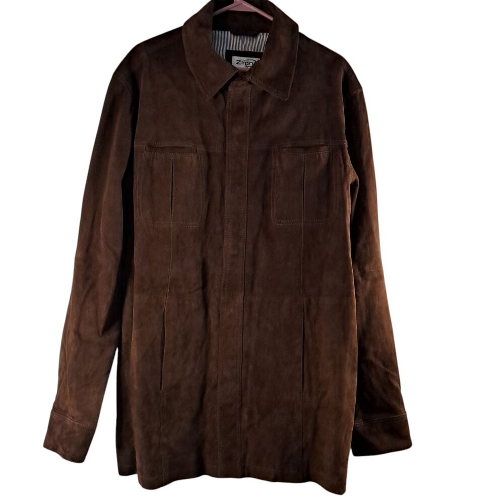 Alberto Zimni Sport Rusty Brown Seude Italian Designer Shirt Jacket Luxury